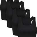 Boao 4 Pieces Basic Crop Tank Tops Sleeveless Racerback Crop Top for Women (Medium, Black)