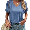 Liooil Women's Tshirts V Neck Short Sleeve Summer Tops Casual Basic Tee Shirts (Medium)