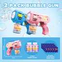 Bubble Gun Toys for 3+ Year Old Kids Boys Girls, LED 2 Pack Automatic Bubble Machine with Bubble Solution, Summer Outdoor Kids Toys for Ages 3-4,4-6,5-7, Birthday Party Gifts for 3 4 5 6 7 8 Year Old