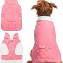 Dog Winter Coat - Windproof Fleece Warm Thick Dog Jacket Clothes for Cold Weather - Pink Pet Vest Coat Outfits for Small Medium Large Dogs - Indoor & Outdoor Use (M)