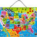 QUOKKA Magnetic Puzzles for Kids Ages 4-6 - Realistic USA Map Puzzles for Toddlers 3-5 - Montessori Educational Toys for 2-4 Years Old - United States Geography Learning Games for Kids 5-8