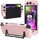 [Improved Version] Pink Dockable Case for Switch 2 2025, Ultra-Thin Switch 2 Protective Cover Skin Girly PC Hardshell, Design Easy Docking Charging Dock Accessories