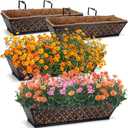 Pack of 4 24 Inch Window Box Planters Outdoor, Deck Railing Planter Boxes with Coco Liner, Metal Hanging Window Flower Boxes for Balcony Fence Porch Garden Railing Outdoor Window Flower Box