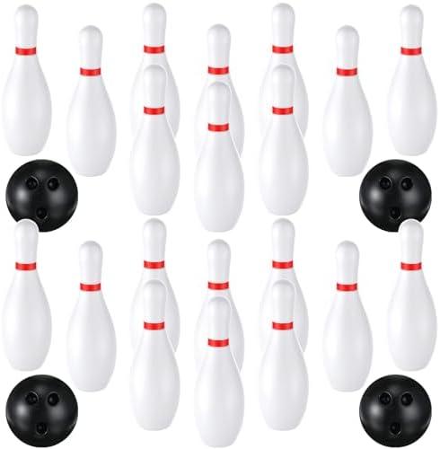RoundFunny 2 Pack 7.1 Inch Bowling Set, Indoor Outdoor Portable Lawn Game Include 20 Bowling Pins and 4 Plastic Ball for Boys Girls Educational Birthday Gift Party School Toy