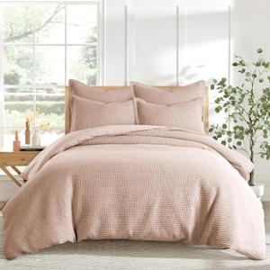 Levtex Home - Cloud Waffle Comforter Set - Full/Queen Comforter + Two Standard Pillow Cases - Waffle Weave - Blush - Comforter (90 x 94in.) and Pillow Case (26 x 20in.) - Cotton