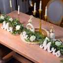 Canlierr 2pcs Large White Mr & Mrs Sign for Wedding Table with 5.91ft Artificial Flowers Garland, Wedding Centerpieces Wooden Bride and Groom Table Decorations for Engagement Decor(White Rose)