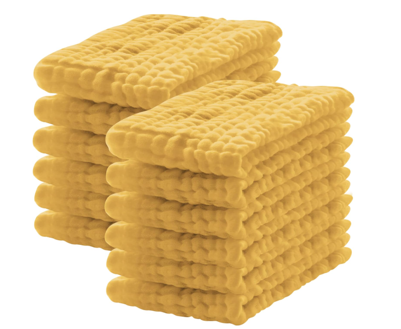 12 Pack Muslin Burp Cloths 100% Cotton Muslin Cloths Large 20''x10'' Extra Soft and Absorbent Baby Burping Cloth - Honey