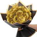 Waipfaru Glitter Roses Bouquet, DIY Fake Flowers Bouquet, Birthday Gifts for Women Mom, 24 Pcs Gold Rose for Grandma Wife Girlfriend Valentines, Mothers Day, Anniversary, Graduation