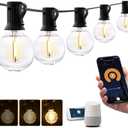 XMCOSY+ Patio Lights, Smart 50Ft Outdoor String Lights with 25 Dimmable G40 Globe Bulbs, APP Control, Work with Alexa, Connectable Waterproof LED Outdoor Light