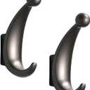 2 Pack Bathroom Towel Hooks, Screw in Metal Robe & Coat Hooks for Wall(Gray)