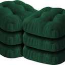 IASEAHK Chair Cushions for Dining Chairs, Dining Chair Cushions, Tufted Indoor Chair Pads with Ties & Non Slip Backing, Seat Cushions for Kitchen Chairs 16.5 x 16.5 x 3.5, Set of 6, Green