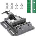 Drill Press Vise,4" Heavy Duty Bench Vise, Bench Clamp ViseDrill Press Vice with Multi-Groove Vice Jaw Pads and Quick Adjustment Button