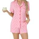 Pjmlifecoco Valentines Day Pajamas Women Womens Cute Pajamas Button Down Modal Pyjamas Shorts Set Short Sleeve Two Piece Sleepwear Pjs Lounge Sets