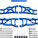 4PCS Aluminum Front & Rear Suspension A-Arms Set and Tie Bar for 1/10 Traxxas Slash 2WD Upgrades Parts, Replacement of 2555 3631 2532 (Blue)