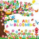 161 Pcs Spring Bulletin Board Decorations Spring Classroom Tree Bulletin Board Colorful Flowers Butterfly Leaf Bird We are Blooming Cutouts for Back to School Classroom Home Party Decor