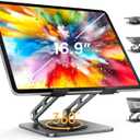 Adjustable Tablet Stand, 360 Rotating iPad Stand with Heavy-Duty Base, Tablet Holder Compatible with 4.0-16.9" Device, 2025 iPad Pro Air Mini, Kindle, Surface Tablet, Portable Monitors - Black