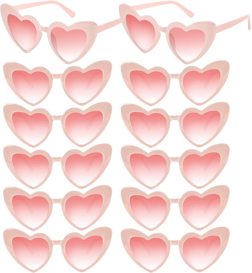 NACHLYNN 4/12/24 Pairs Heart Shaped Sunglasses Bachelorette Sunglasses Love Vintage Heart Glasses for Women Party Weddings (Pink)