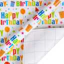 woric Birthday Wrapping Paper Rolls Colorful Gift Wrapping Paper with Happy Birthday Lettering Candles Polka Dots Stripes Design for Boys Party Baby Shower - 4 Rolls - 17 in x 120 in(10ft) Per Roll