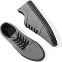 BENPAO Mens White Casual Shoes All Black Fashion Sneakers for Men Low Top Lace Up Canvas Shoes 8.5