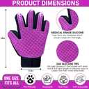 Upgrade Pet Grooming Gloves, Grooming Gloves for Dogs, Cats, Rabbits & Horses with Long and Short Hair, Efficient Pets Hair Remover Mittens - 1 Pair (Purple)