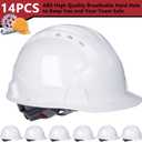 Leumoi 14 Pieces 4 Pt. Suspension Hard Hat Bulk Safety Helmets ABS Construction Hardhats Adjustable Ratchet Hard Hats with Vents and Cotton Brow Pad for Men Work Head Protection Supplies