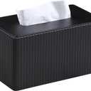 Extra Large Tissue Box Cover for Standard Size 180 to 230 Count Box of Tissues, PU Leather Rectangle Tissue Holder with Magnetic Closure (Black)