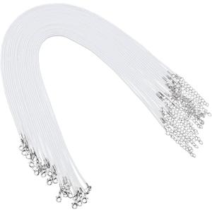 50Pcs 45.7cm/18 Inch Waxed Necklace Cords Wax Rope Necklace Cord with Clasps and Chain Extender Imitation Leather White String Accessories for Jewelry Making Necklaces Bracelets DIY Crafts