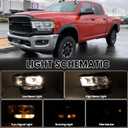 Headlights for 2019-2024 Dodge Ram 2500 3500 Halogen Headlamp Assembly w/bulbs Replace CH2502334 68360177AE Left Driver Side