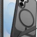Magnetic for Samsung Galaxy S24 Plus Case / S25 Plus Case with Kickstand, Compatible with Mag-Safe, Slim Shockproof Grippy Translucent Matte Phone Cover, Built in Invisible Stand, Black