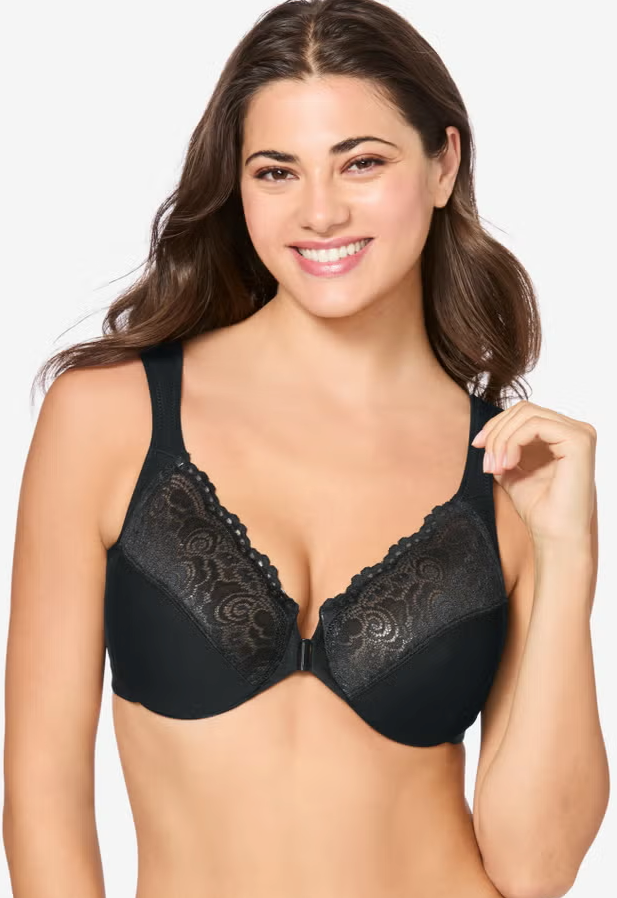 Glamorise Women's Wonderwire Front-closure Bra Underwire 46F