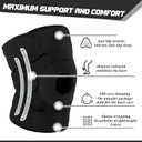 Foilswirl 1 Pcs Kids Knee Brace with Side Stabilizers Patella Gel Pads Adjustable Straps Youth Child Knee Brace Support for Meniscus Tear Sports, Meniscus Tear (Black), One Size