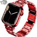 Bands Compatible with Apple Watch 49mm 46mm 42mm 45mm 41mm 44mm 40mm, Bling Rhinestone Diamond Metal Replacement Strap for iWatch Series 10/9 / 8/7 / 6/5 / 4/3 / SE/Ultra Women Men