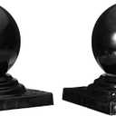 uxcell 2Pcs Metal Ball Post Cap, 5.91 x 5.91 Inch Round Fence Post Cap with Ball Top, Decorative Iron Pipe Caps for Square Posts, Handrail Guardrail, Deck Railing, Gate, Mailbox, Black