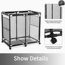 JEFEE Pool Storage Bins Rolling Pool Safety Storage Cart Standard Noodle Holder Organizer Container with Nylon Mesh for Pool Floats, Balls, Large Capacity Storage Bins 37.2" L 24.8" W 35.4" H Black