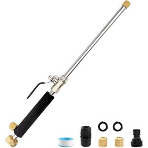 High Pressure Jet Hose Nozzle Attachment Wand，Power Washer Hydro Nozzle Attachment,Wand Lance for Gutter Patio Car Pet Window Glass Black