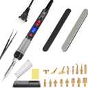3D Printer Smoothing Tool Kit, MecRecare 80W Heat Set Insert Tool LCD display Digital Soldering Iron with Heat Insert Brass Nut Kit & Soldering Tips-3D Pringting Parts & Accessories