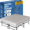 Nutan, 14-Inch Foldable Metal Platform Bed Frame with Tool Free Setup, Sturdy Steel, No Box Spring Needed, Queen, Black