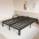 Full Size Bed Frame 12 Inch, Metal Full Bed Frame No Box Spring Needed, Heavy Duty Steel Support 3500 LBS, Headboard Holes, Anti-Slip Mattress Stoppers, Rounded Legs, Storage Space, Easy Assembly
