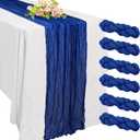6 Pack 10FT Cheesecloth Table Runner 20 x 120 inch Long Boho Rustic Gauze Romantic Cheese Cloth Sheer Table Runner for Wedding Dining Event Birthday Anniversary Party Decoration(Royal Blue)