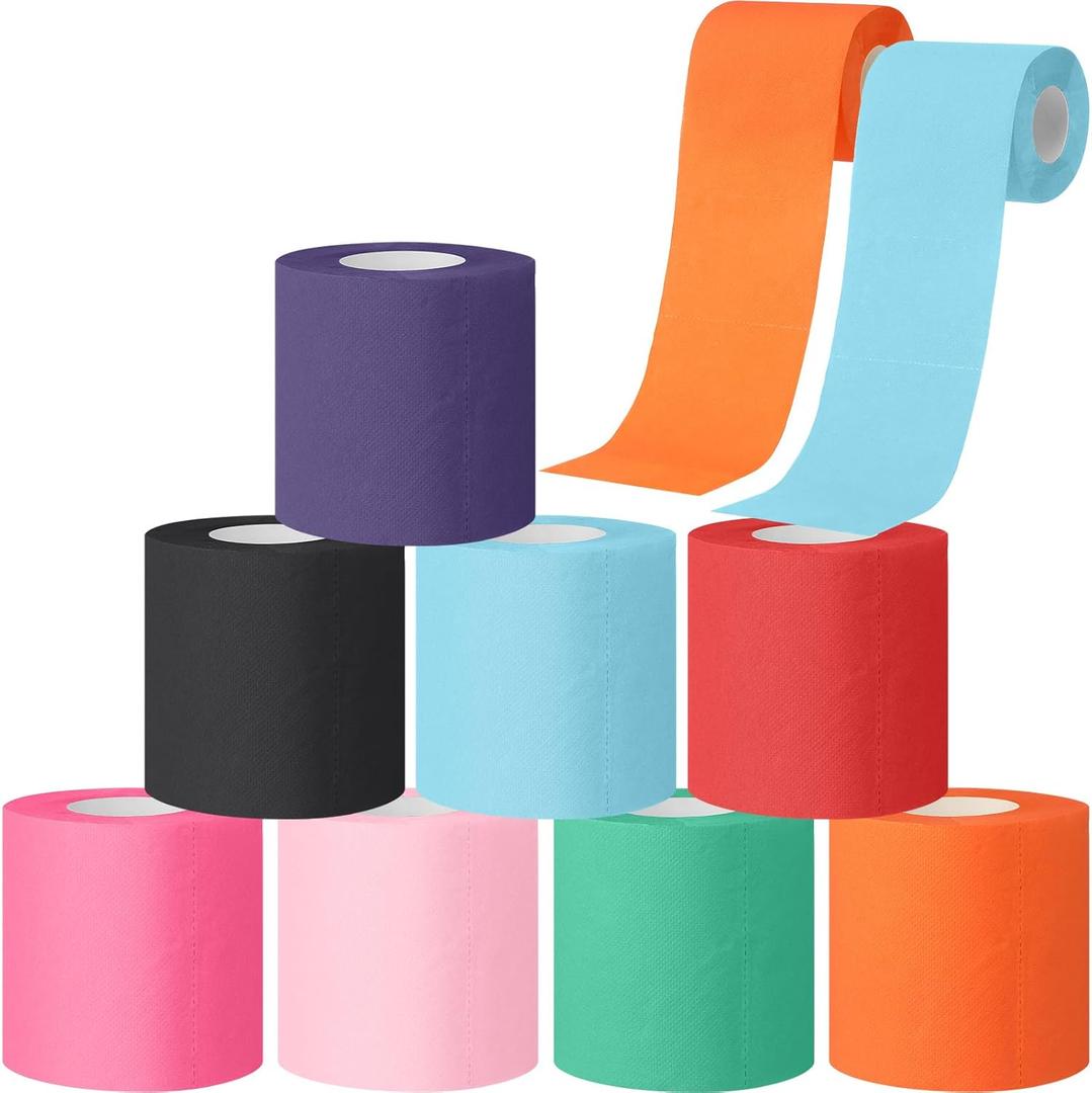 Gilprop 8 Rolls Colored Toilet Paper Multicolor Funny Novelty Toilet Paper Gift Sustainable and Soft for Home Decoration, Office, Halloween, Fall, Xmas Party Camping Travel 