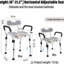U-Shaped Shower Chair with Detachable Arms & Backrest, Tool-Free Seat for Seniors Disabled Pregnant, Adjustable Height, Shower Head Holder Included, Full Hardware, Non-Slip Feet, Holds 330 Lbs
