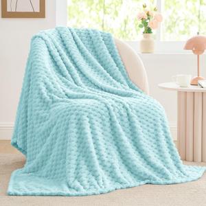 BEDELITE Fleece Blanket - 3D Jacquard Decorative Cloud Blue Throw Blankets for Couch & Bed, Soft and Cozy Warm Plush Fluffy Blanket All Seasons Suitable, 50x60Inches