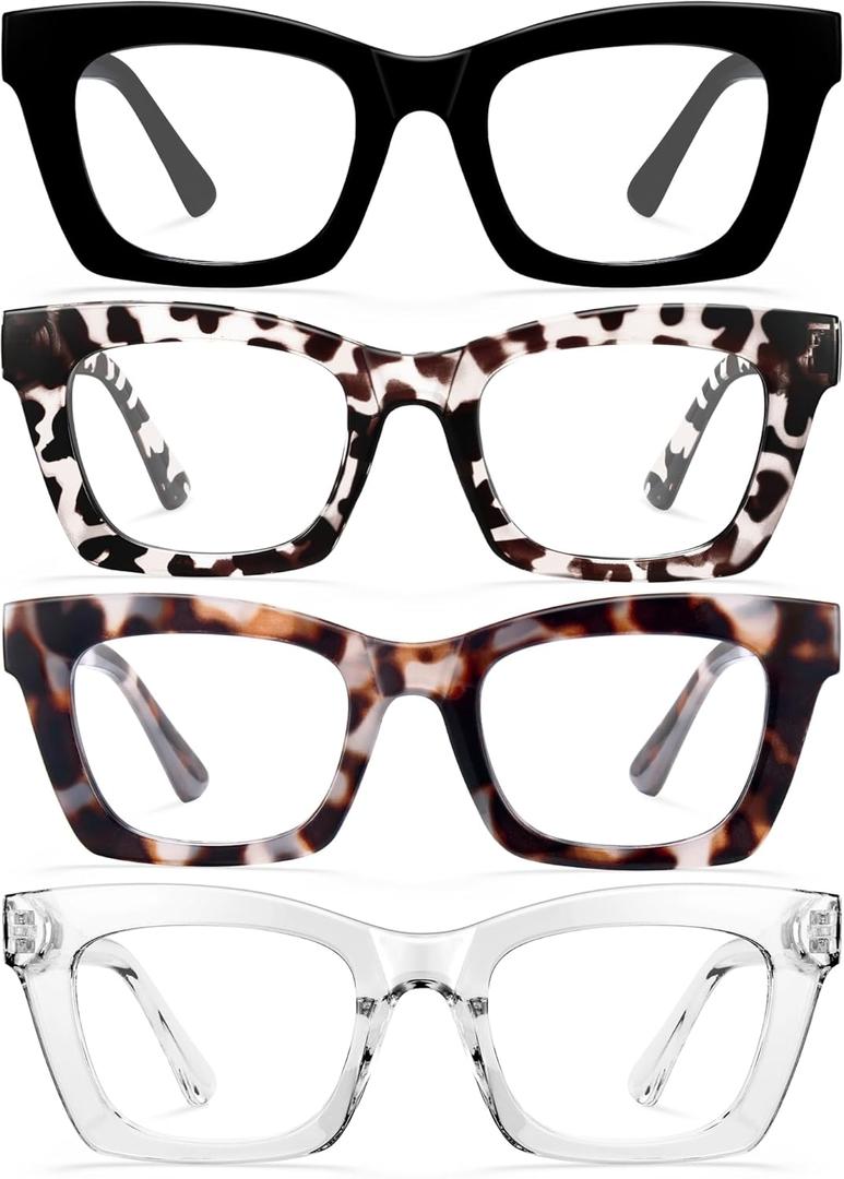 CCVOO +1.0 Oprah Style Reading Glasses for Women, Eyeglasses, Blue Light Readers for Women, Computer Eye Glasses, Cheaters (Black + Leopard + Tortoiseshell+ Clear)