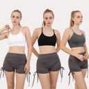 Double Couple Women Y Back Sports Bras for Women Thin Strap Workout Fitness Gym Yoga Fitness Bra (Large, Black White Gray)