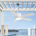 Fanbulous 42 In Outdoor Ceiling Fan Hanging Fan Ceiling Fans with Light, Remote, Outdoor Plug in, IP65 Waterproof, Wet Rated, 6 Speed, 3CCT, for Patios, for Outside Porch, Gazebo,White