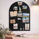 35" x 24" Large Arched Magnetic Board for Wall, 3-Piece Heavy Duty Metal Magnet Display Panel for Travel Souvenirs, Photo & Art Collections, Magnetic Chalkboard with Screw Mount Hardware, Matte(Black)