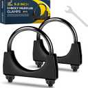 2Pcs Heavy-Duty 5.0 Inch Exhaust ClampsRust Proof Black Finish, Saddle-Style U-Bolt Clamps for Secure Pipe Connections