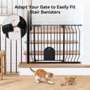 COMOMY 29.5-43.7" Pet Gate with Adjustable Cat Door for Stairs Doorways | Extra Wide Metal Cat Gate, Auto Close Dog Gate with Pet Door for House,Pressure Mounted (30" Tall, Black)