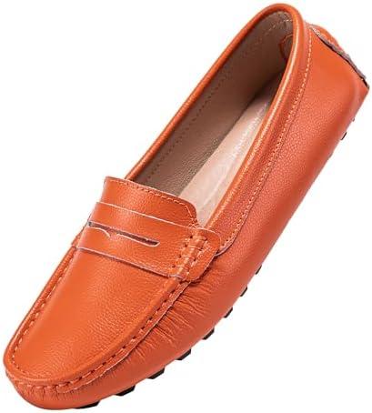 BEAUSEEN Women's Genuine Leather Penny Loafers Classic Driving Moccasins Casual Slip On Comfort Women Loafer Shoes, 6.5
