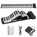 88 Keys Roll Up Keyboard Piano, Portable Electric Foldable Piano with Sustain Pedal, 14 Songs, 128 Tones, 128 Rhythms, Rechargeable & Dual BT Function, Music Gift for Beginners